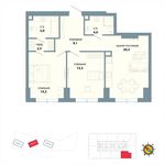 Планировка 2-комнатной квартиры, 68,5 м2