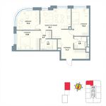 Планировка 3-комнатной квартиры, 84,5 м2