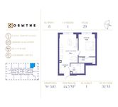 Планировка 1-комнатной квартиры, 44,5 м2