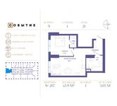 Планировка 1-комнатной квартиры, 45,9 м2
