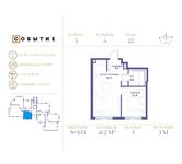 Планировка 1-комнатной квартиры, 41,2 м2