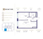Планировка 1-комнатной квартиры, 44,6 м2