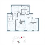 Планировка 3-комнатной квартиры, 88,8 м2