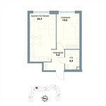 Планировка 1-комнатной квартиры, 45 м2