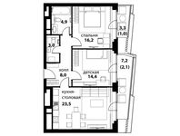 Планировка 2-комнатной квартиры, 73,3 м2