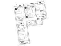 Планировка  3-комнатной квартиры, 100 м2