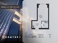Планировка квартиры студии, 25,5 м2