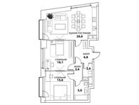 Планировка 3-комнатной квартиры, 75,3 м2