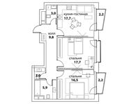 Планировка 2-комнатной квартиры, 73,9 м2