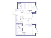 Планировка 2-комнатной квартиры, 58,7 м2