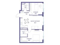 Планировка 2-комнатной квартиры, 62,3 м2