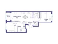 Планировка 2-комнатной квартиры, 70,9 м2