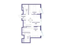 Планировка 2-комнатной квартиры, 66,4 м2