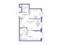 Планировка 2-комнатной квартиры, 65,5 м2