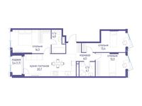 Планировка 3-комнатной квартиры, 80,4 м2