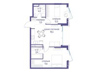 Планировка 2-комнатной квартиры, 59,8 м2