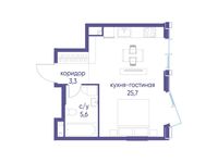 Планировка квартиры студии, 34,4 м2