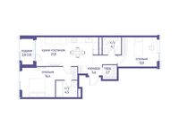 Планировка 2-комнатной квартиры, 70,8 м2