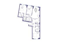 Планировка  3-комнатной квартиры, 107,5 м2