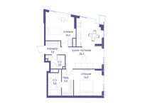 Планировка 2-комнатной квартиры, 74,6 м2