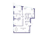 Планировка 3-комнатной квартиры, 99,7 м2