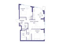Планировка 2-комнатной квартиры, 74,5 м2