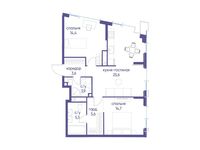 Планировка 2-комнатной квартиры, 74,7 м2