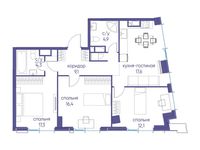 Планировка 3-комнатной квартиры, 81,7 м2