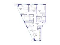 Планировка 4-комнатной квартиры, 131 м2