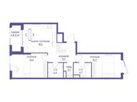 Планировка 2-комнатной квартиры, 74,3 м2