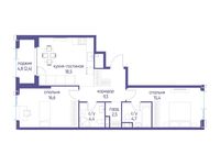 Планировка 2-комнатной квартиры, 73,7 м2