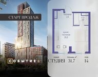Планировка квартиры студии, 31,7 м2