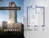 Планировка квартиры студии, 32,4 м2