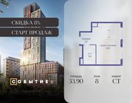 Планировка квартиры студии, 33,9 м2
