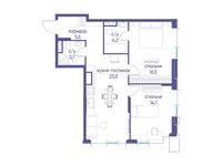 Планировка  2-комнатной квартиры, 67,1 м2