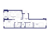 Планировка  2-комнатной квартиры, 76 м2