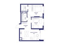 Планировка  2-комнатной квартиры, 60,7 м2