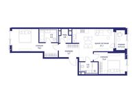 Планировка  2-комнатной квартиры, 71,6 м2