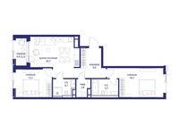 Планировка  2-комнатной квартиры, 75,3 м2