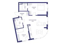 Планировка  2-комнатной квартиры, 76,8 м2