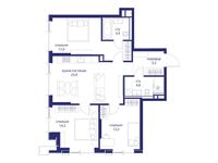 Планировка  3-комнатной квартиры, 82,3 м2