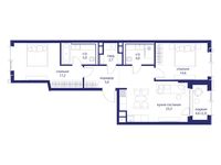 Планировка  2-комнатной квартиры, 74,7 м2