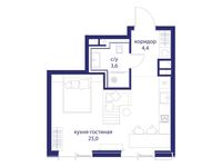Планировка квартиры студии, 33 м2