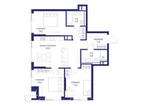 Планировка  3-комнатной квартиры, 82 м2