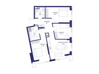 Планировка  3-комнатной квартиры, 83,7 м2