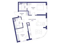 Планировка  2-комнатной квартиры, 76,5 м2