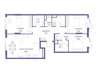 Планировка  3-комнатной квартиры, 103,8 м2