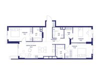 Планировка  3-комнатной квартиры, 100,8 м2