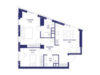 Планировка  2-комнатной квартиры, 62,4 м2