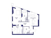 Планировка  2-комнатной квартиры, 74,7 м2